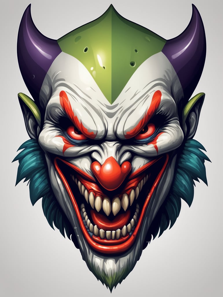 Joker head as clown mascot esports logo, angry, Sharp teeth alien style, detailed gaming logo, vector image