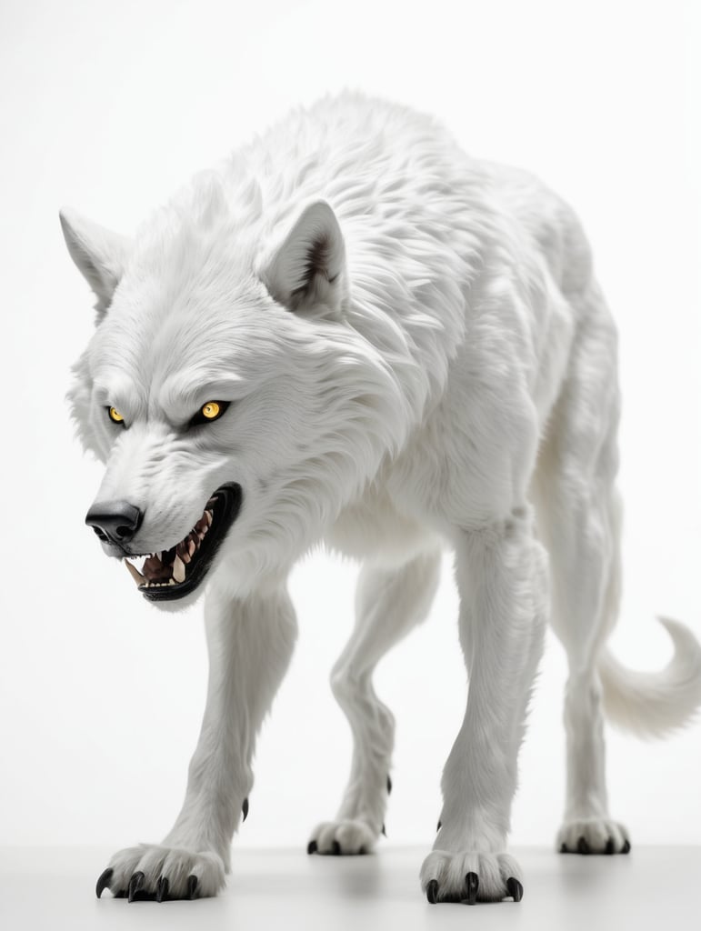 side view shiny black werewolf crawling