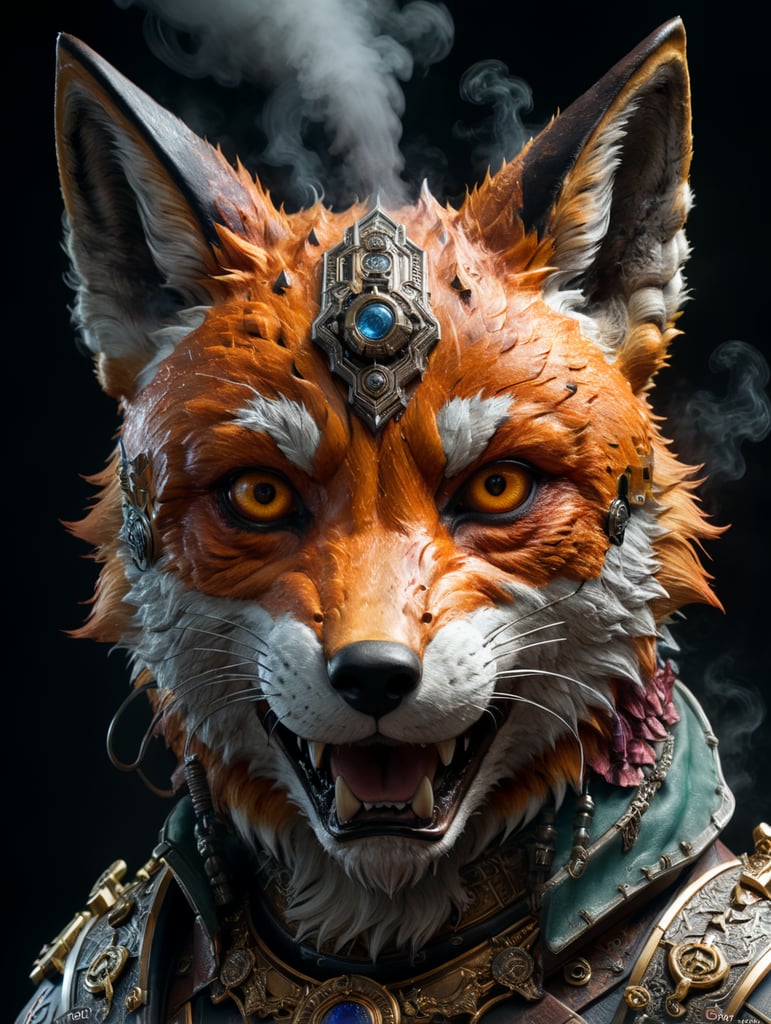 fox head, smoke, cyber