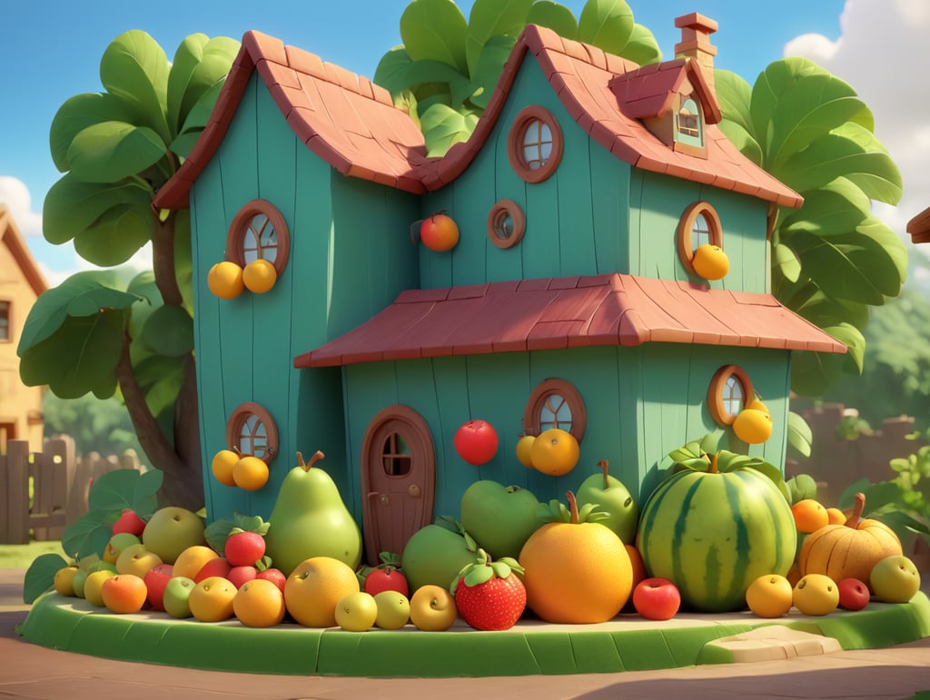 Cute house made of fruits