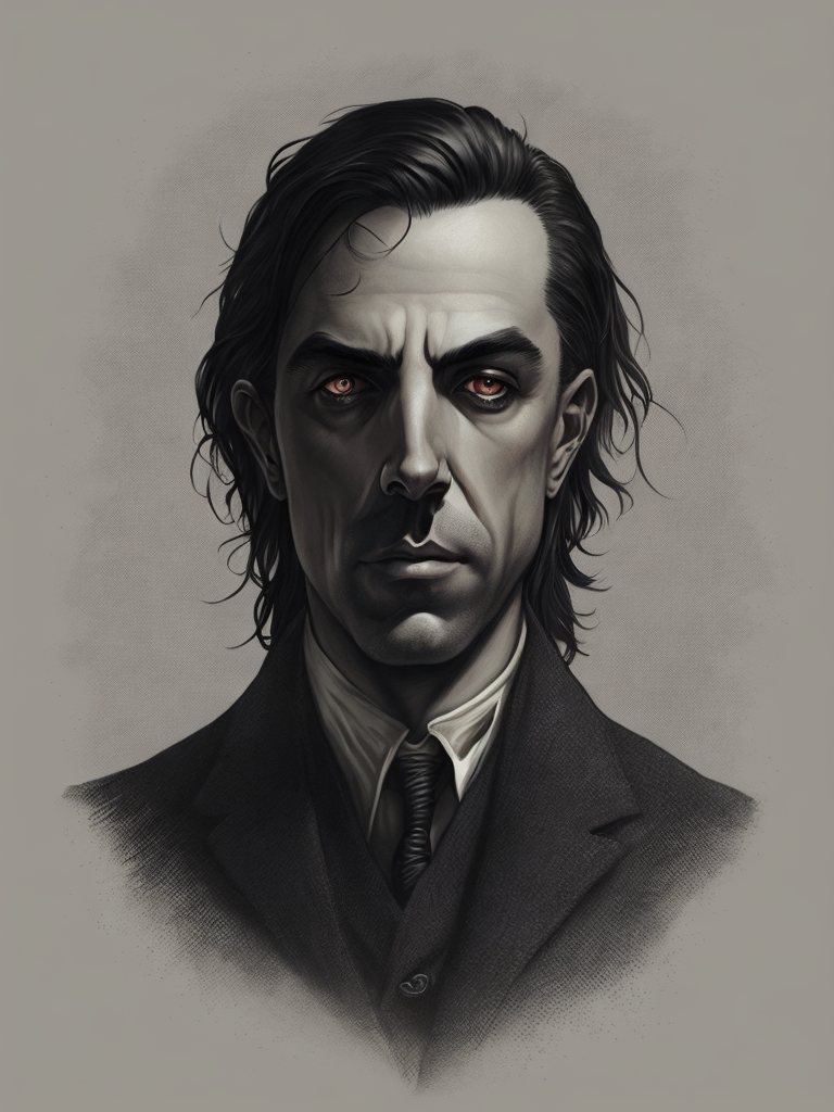 Portrait of Till Lindemann, Illustration, Concept Art, Cover Art, Gothic, detailed face, style of Santiago Caruso