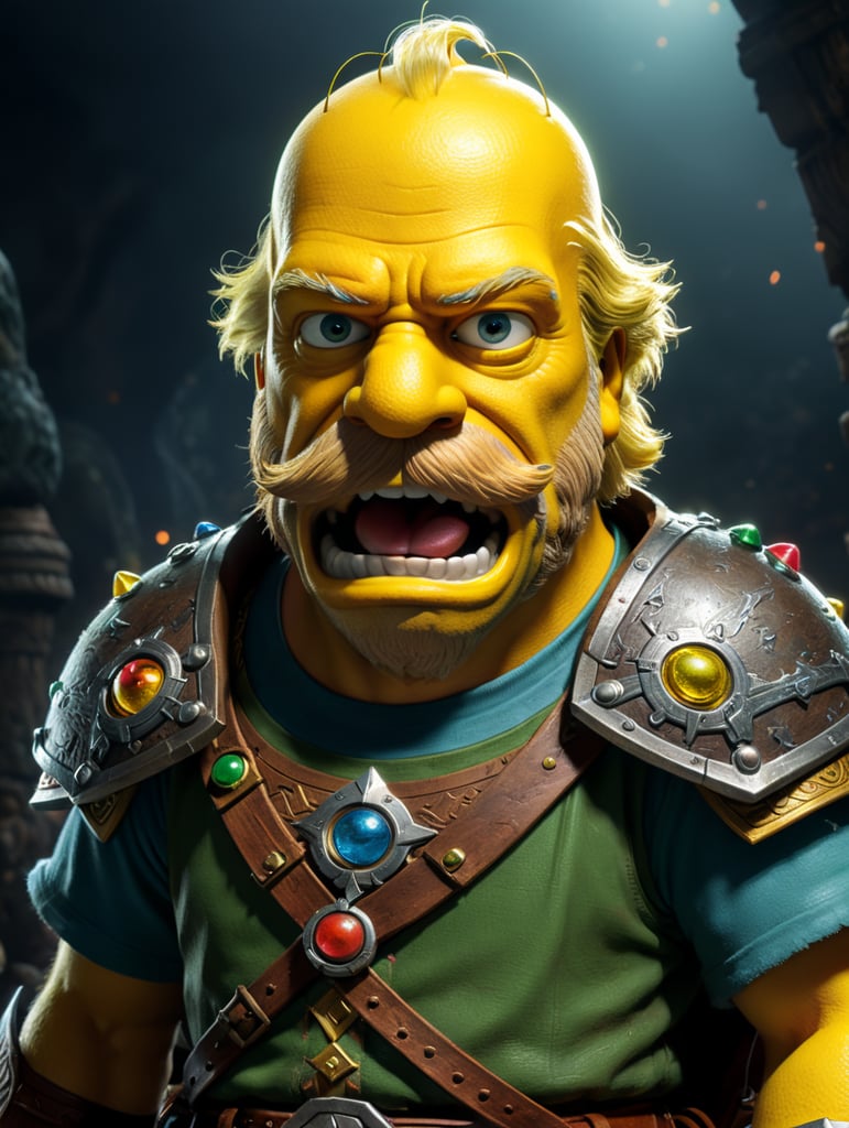 Homer Simpson as Link from the legend of Zelda Ocarina of Time