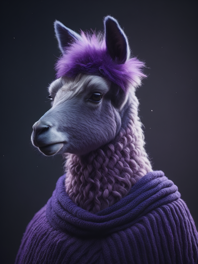 Knitted violet lama