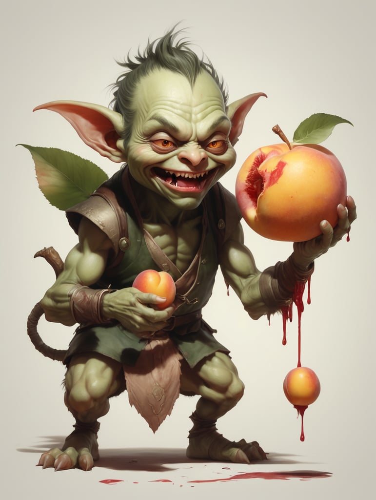 un duende robando una durazno que sangre