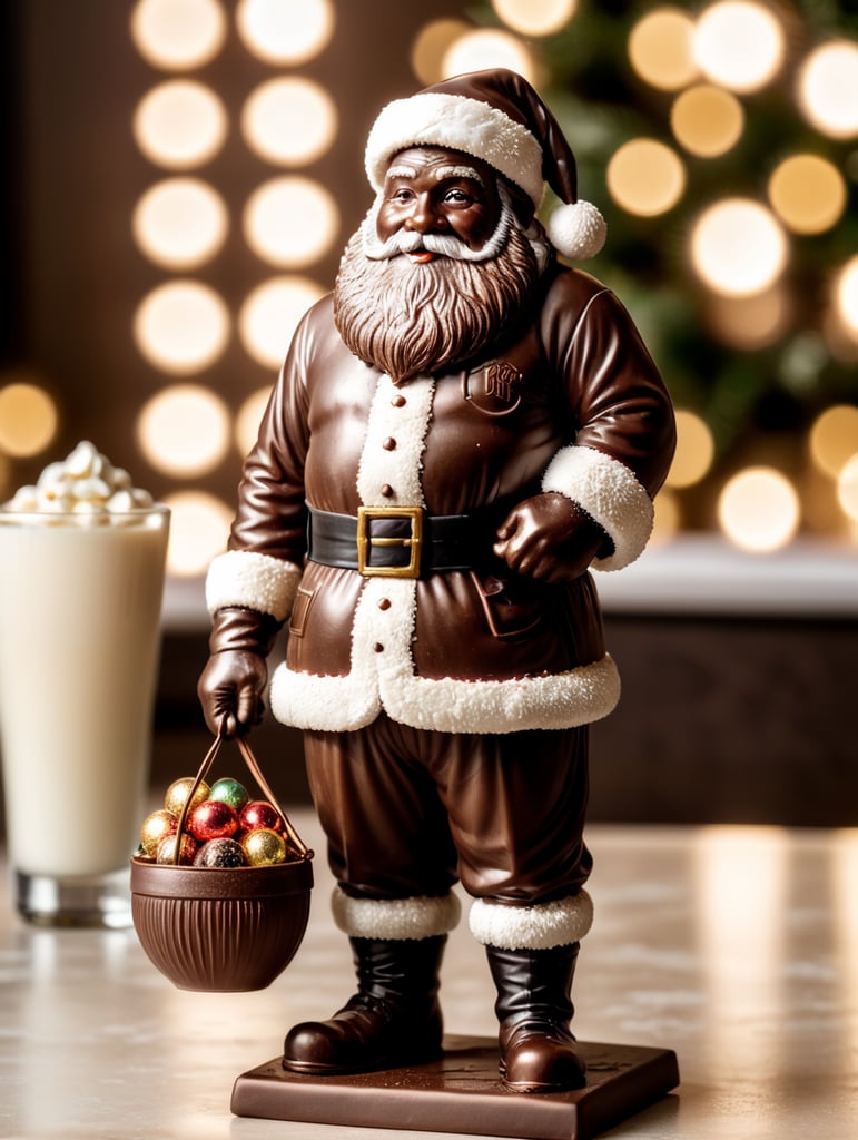 A chocolate Santa figure, made from milk chocolate