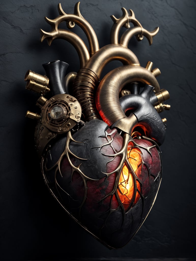 human heart made by a skilled craftsman in medieval steampunk style