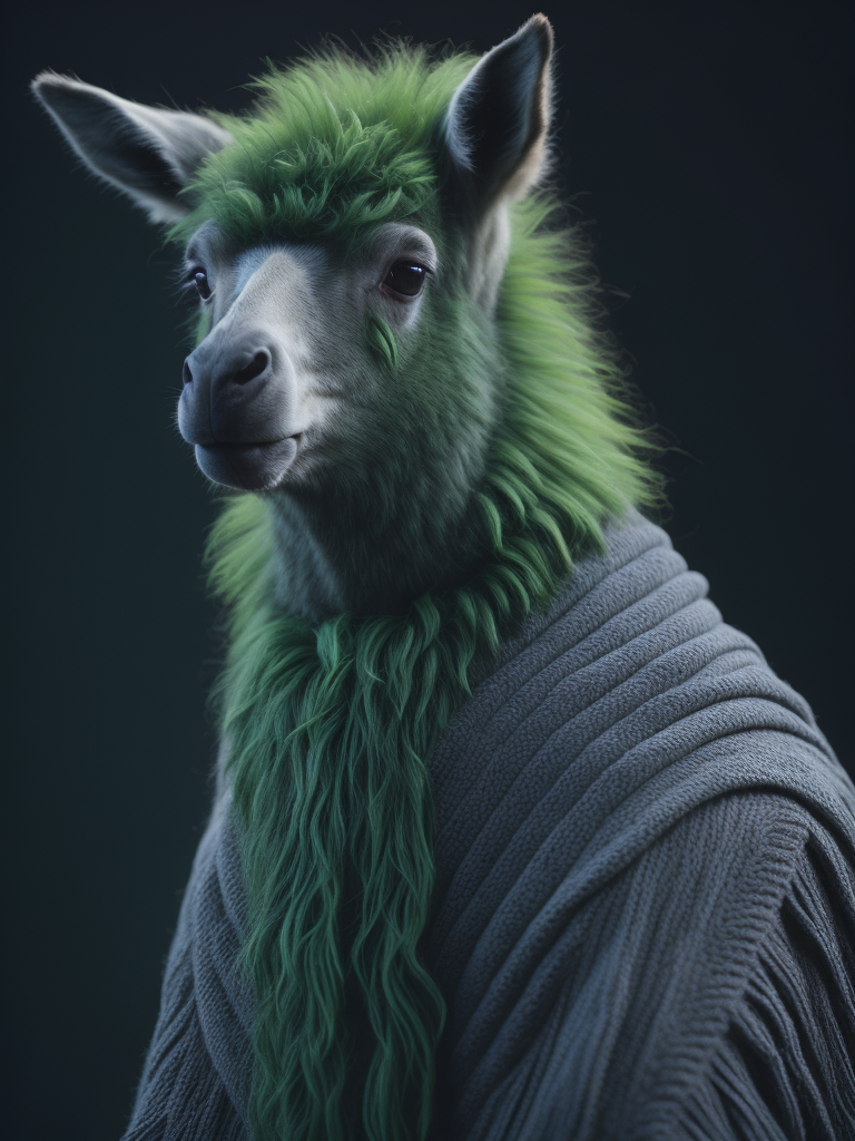 Knitted green lama