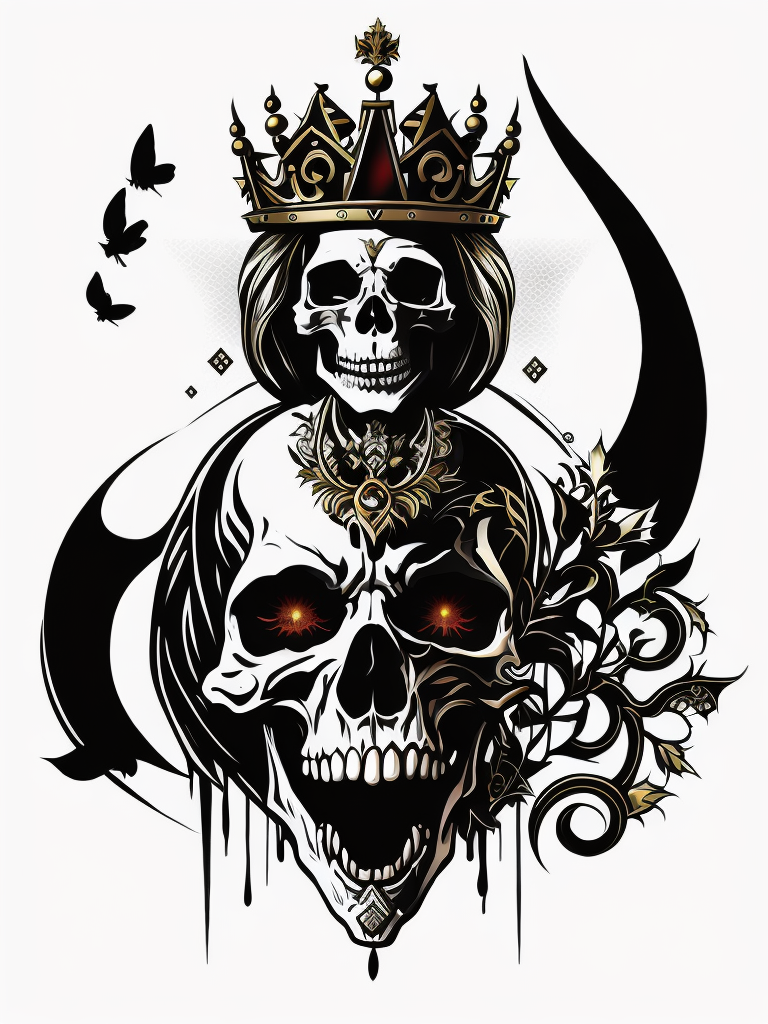 A vector art of a queen skeleton tattoo