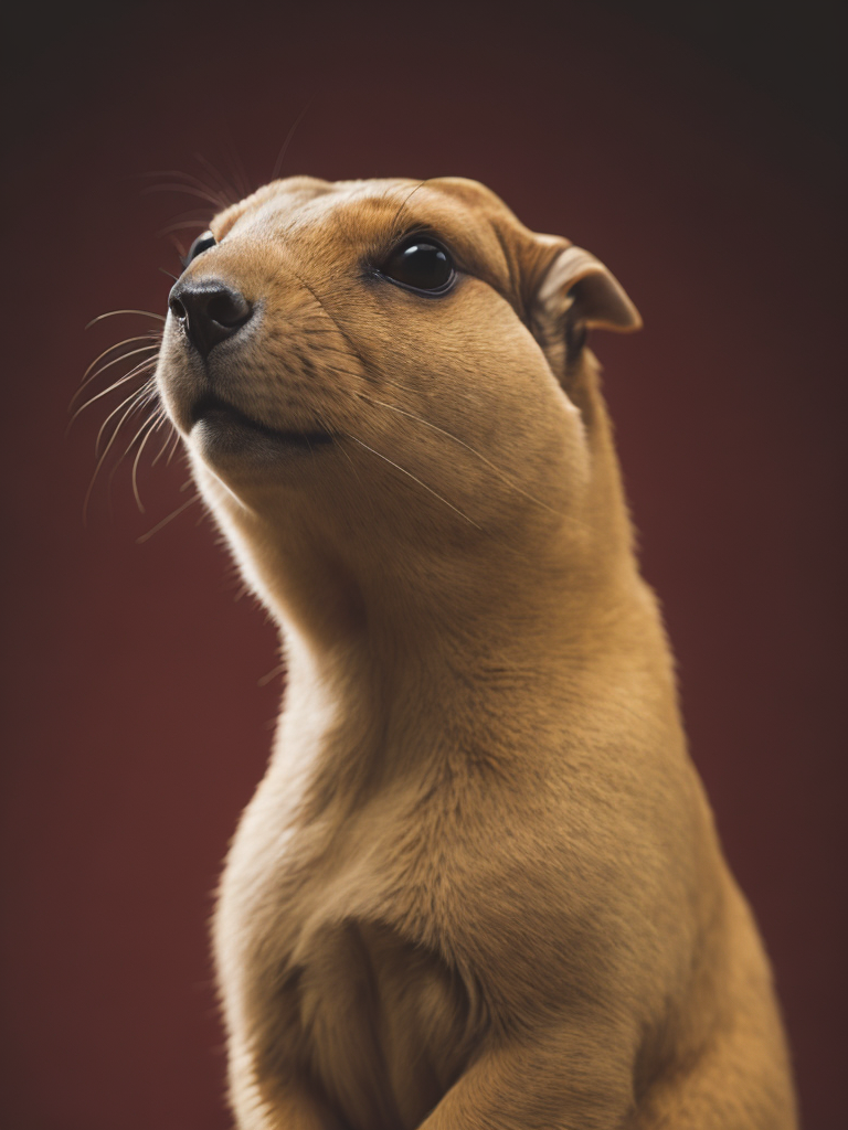 Prairie dog, portrait, simple background, red background, fat prairie dog, cute, animal, from side