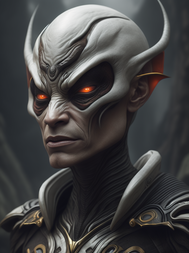 fantasy alien concept art, scary, white