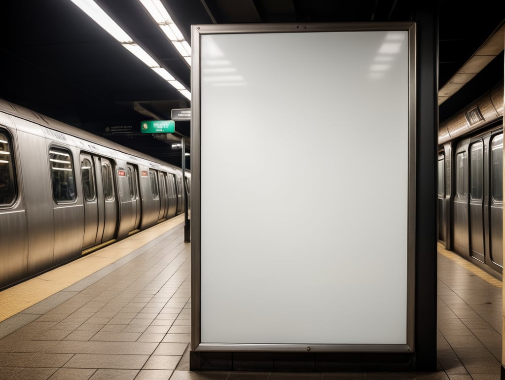 subway blank white billboard, mockup, mock up