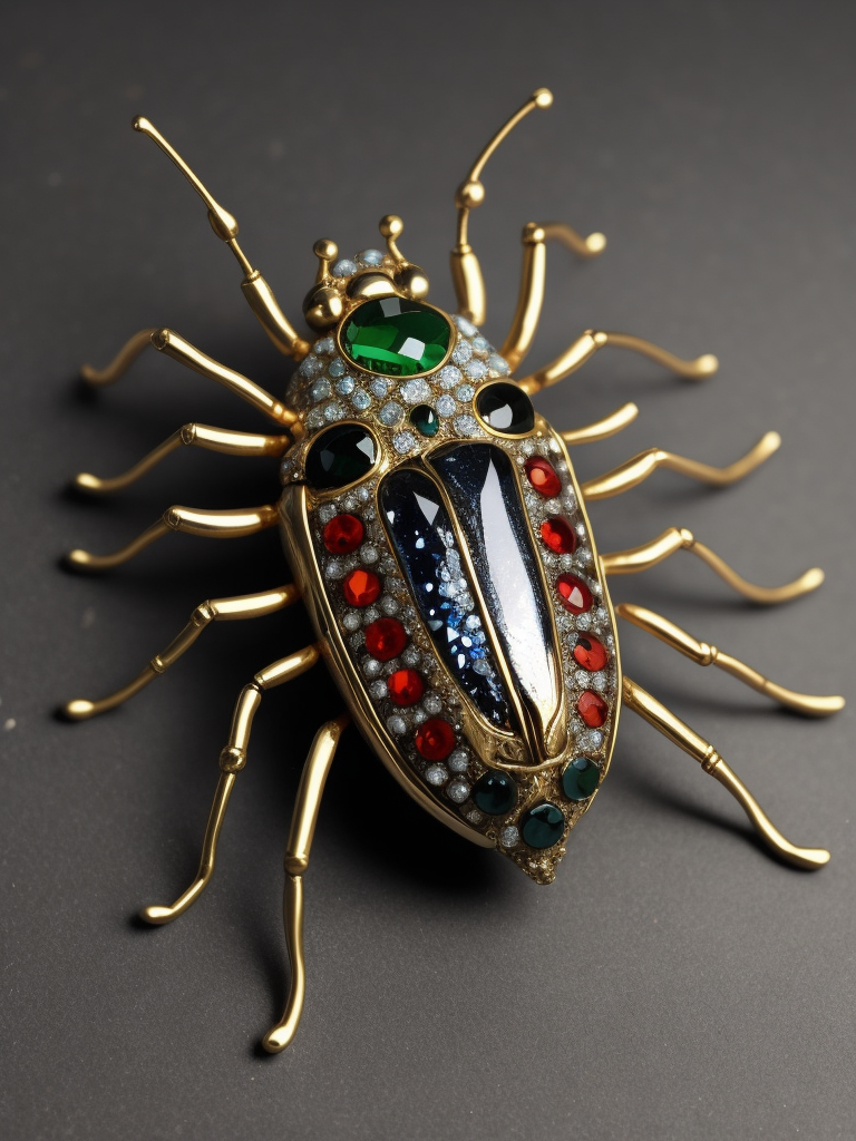 Beetle brooch made from various gems