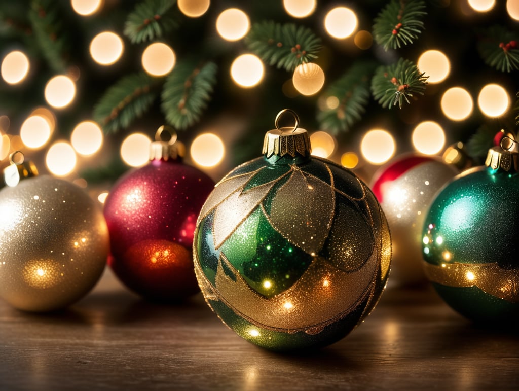 Christmas background with blurred color lights