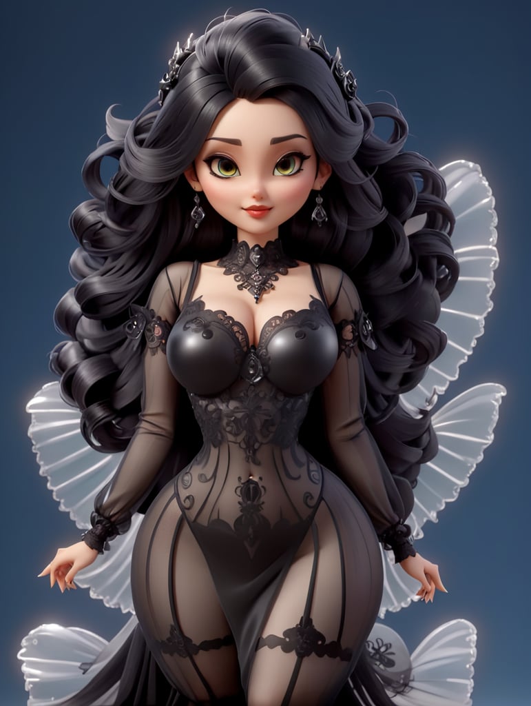 Beautiful woman with amazing body and transparent and gothic style clothes