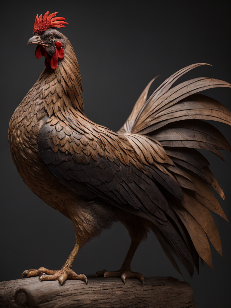 wood carved rooster