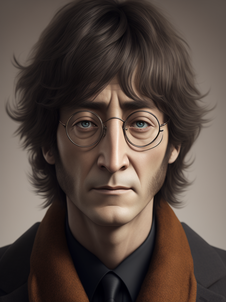 john lennon front view of face, photo realistic