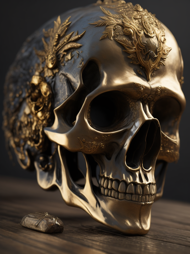 Embrace the beauty of the macabre with skulls made from precious materials! Create striking images of intricate skull sculptures crafted from gold, silver, and other valuable materials.