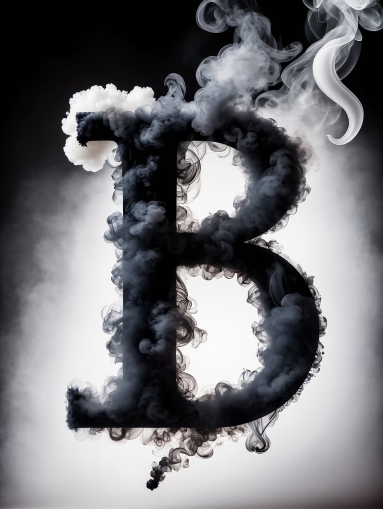 a letter a made from smoke, smokey letter, B letter