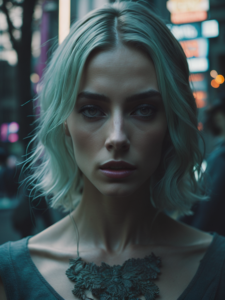 Gorgeous, youthful lady, teary eyes, vaporwave, synthwave, vivid, trippy, surreal maximalism, comic-style ink art.