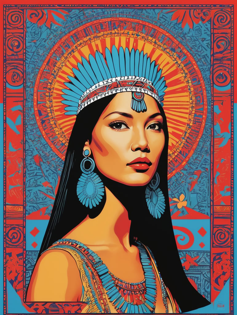 Pocahontas, Illustration, Painting, Pop-Art, USA, style of Keith Haring