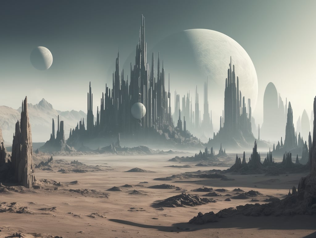 An abandoned alien city on a planet with no atmosphere.