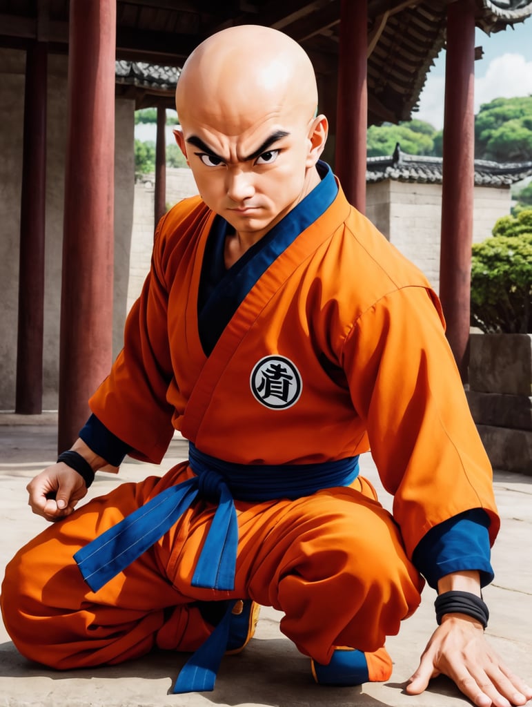 Krillin is a bald martial artist and one of Goku's best friends and classmates, Dragon Ball