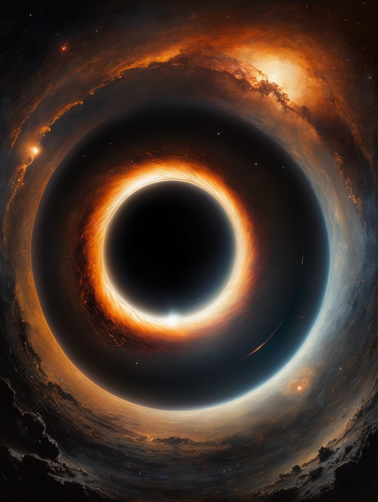 A masterpiece portrait by Rembrandt Van Rijn of a beautiful black hole in the univerce