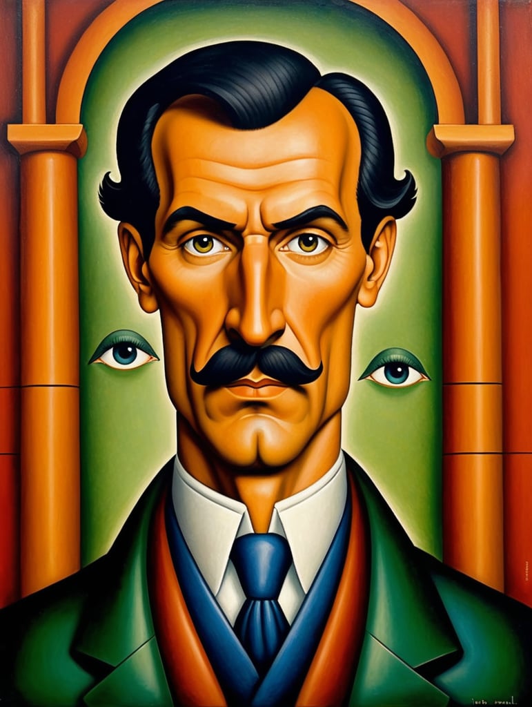 Tarsila do Amaral's painting depicting a face of Sherlock Holmes