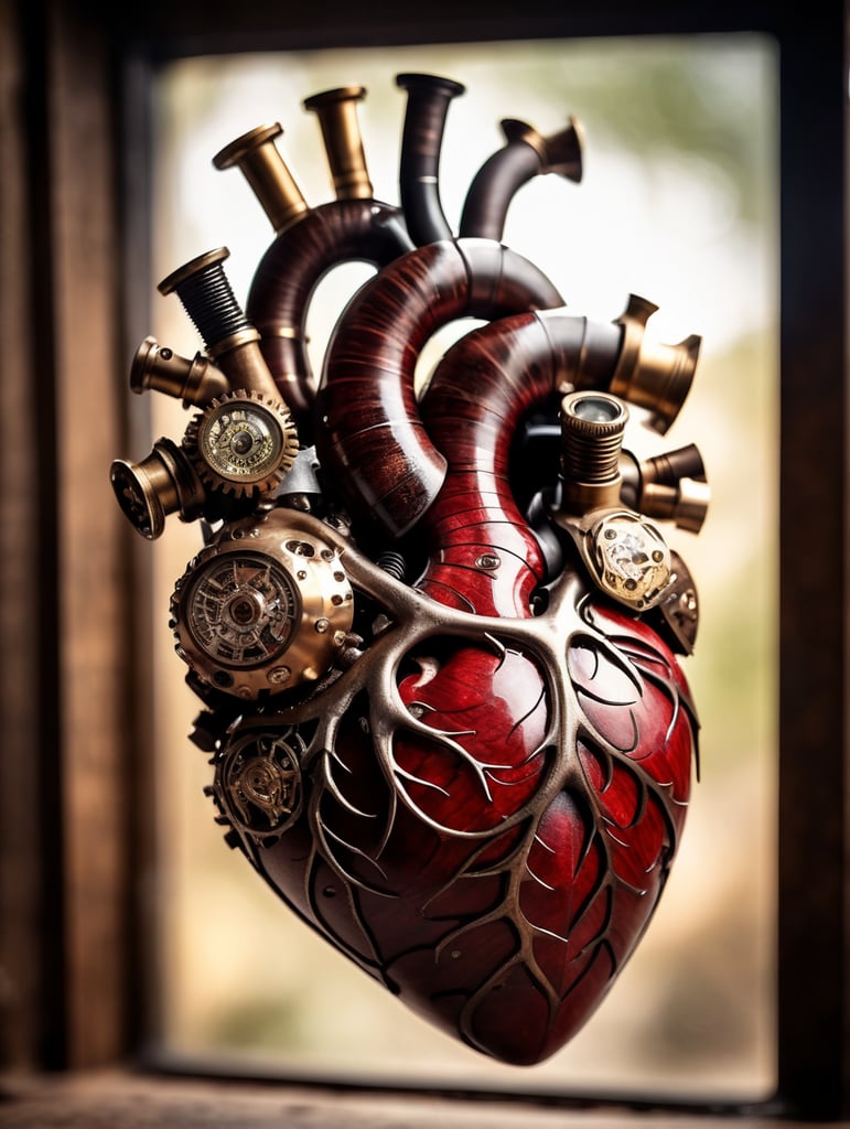 human heart made by a skilled craftsman in medieval steampunk style