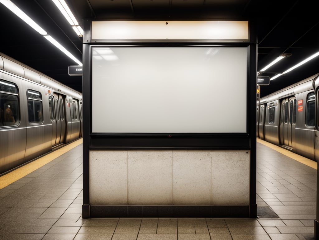 subway blank white billboard, mockup, mock up