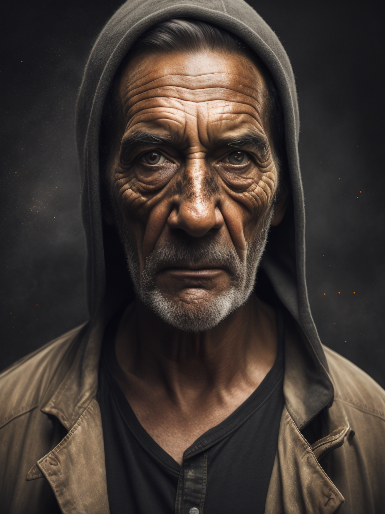 portrait of an old stoker, face covered in soot, dirty clothes, deep wrinkles on the face, old stoker soot covered face dirty clothes deep wrinkles portrait aging hardworking grime industrial worker life experiences