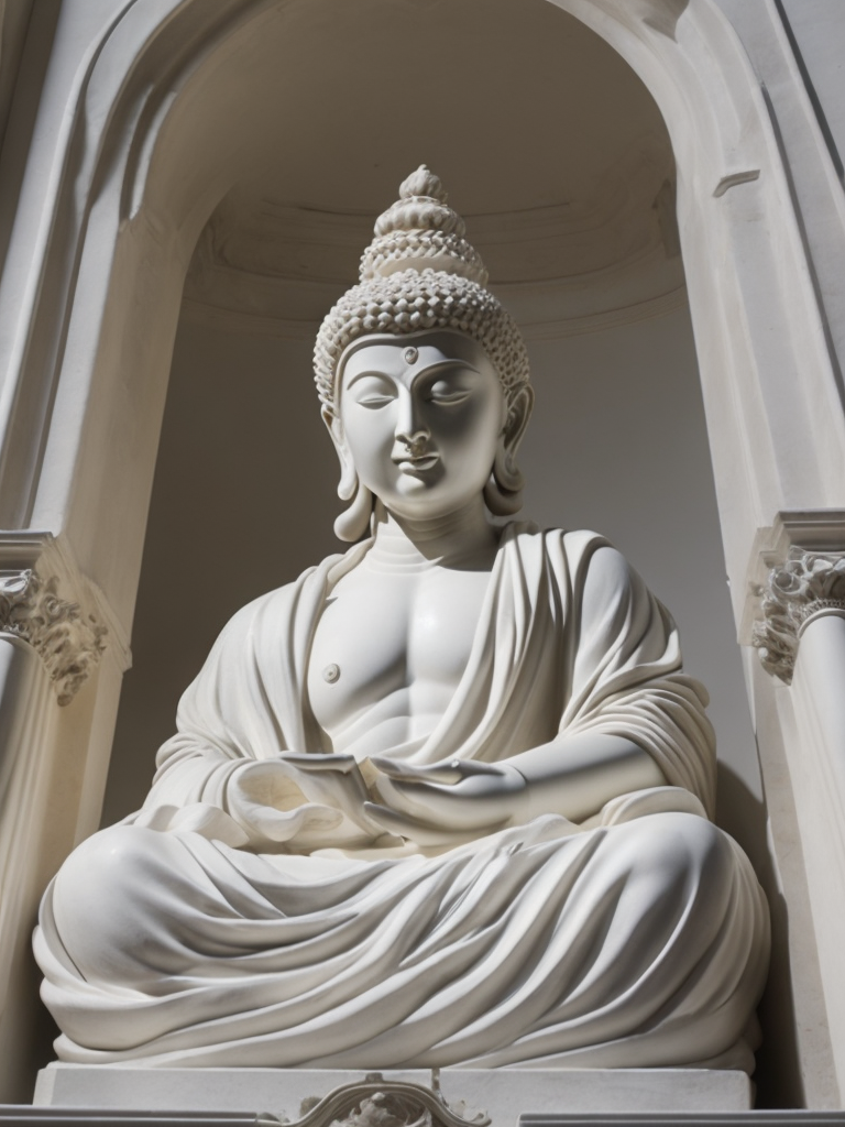 Sculpture of buddha, Marble, Painting, Baroque, Italy, style of Gian Lorenzo Bernini