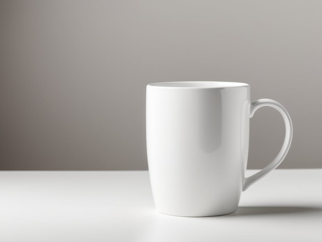 White strait ceramic mug, white background, isolated, mock up, mockup