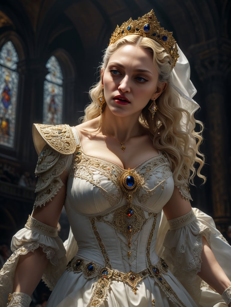 Madonna in white drees renaissanse