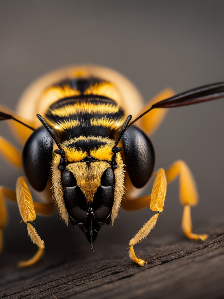 wasp macro photography, close-up, high-quality details, deep focus, professional shot