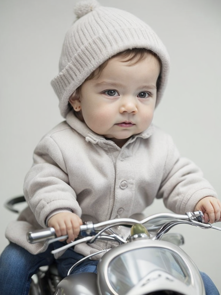 Little baby on a motorbike