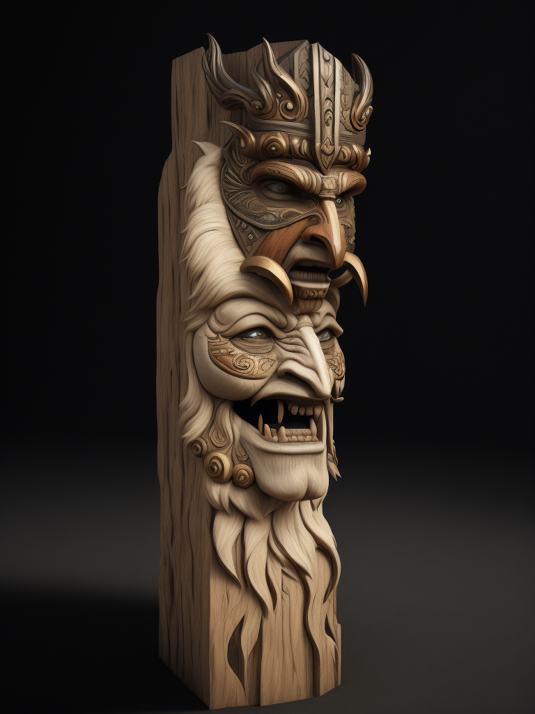 Slavic Totem Pole, deep carved, Slavic angry god face, Slavic Nation, slavic culture, odin