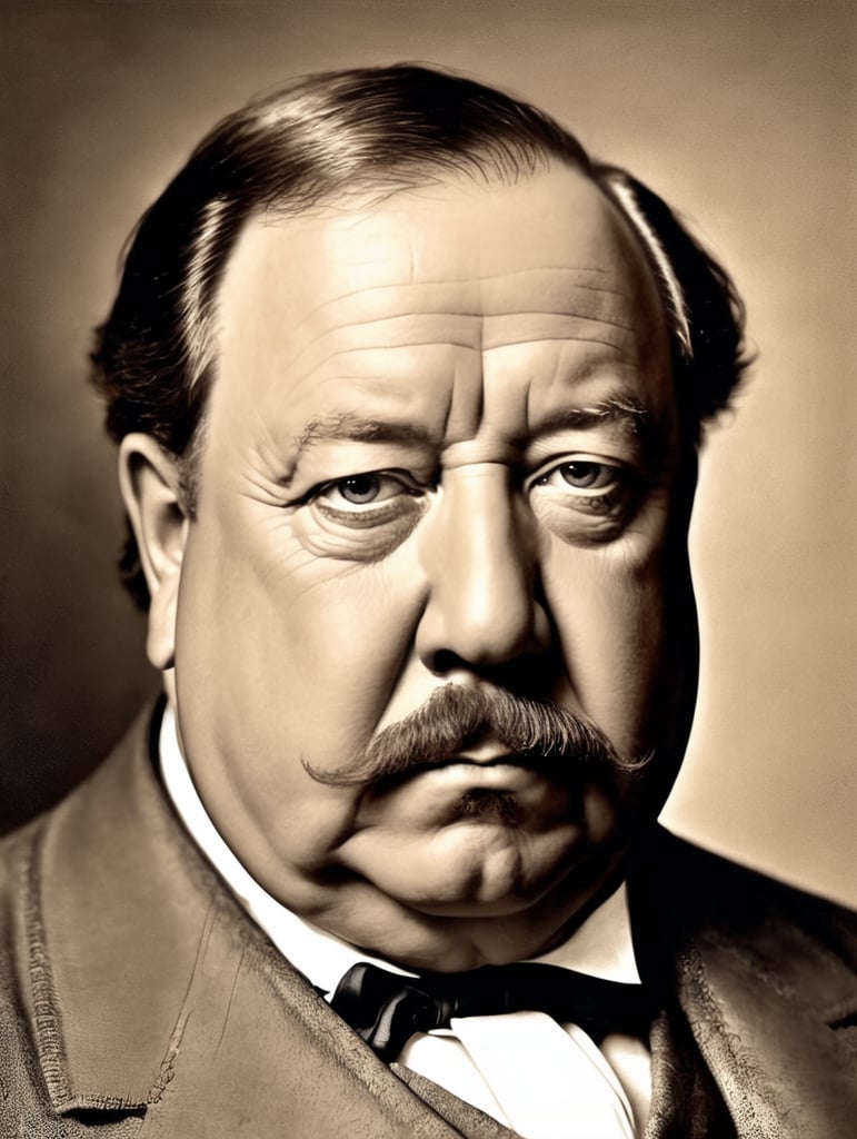 Portrait of William Howard Taft by Rembrandt Harmenszoon van Rijn, sad face, America, so sorry