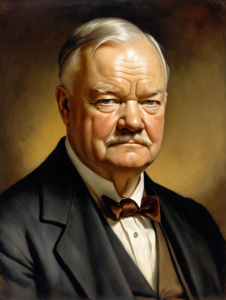 Portrait of Herbert Hoover by Rembrandt Harmenszoon van Rijn, sad face, America, so sorry