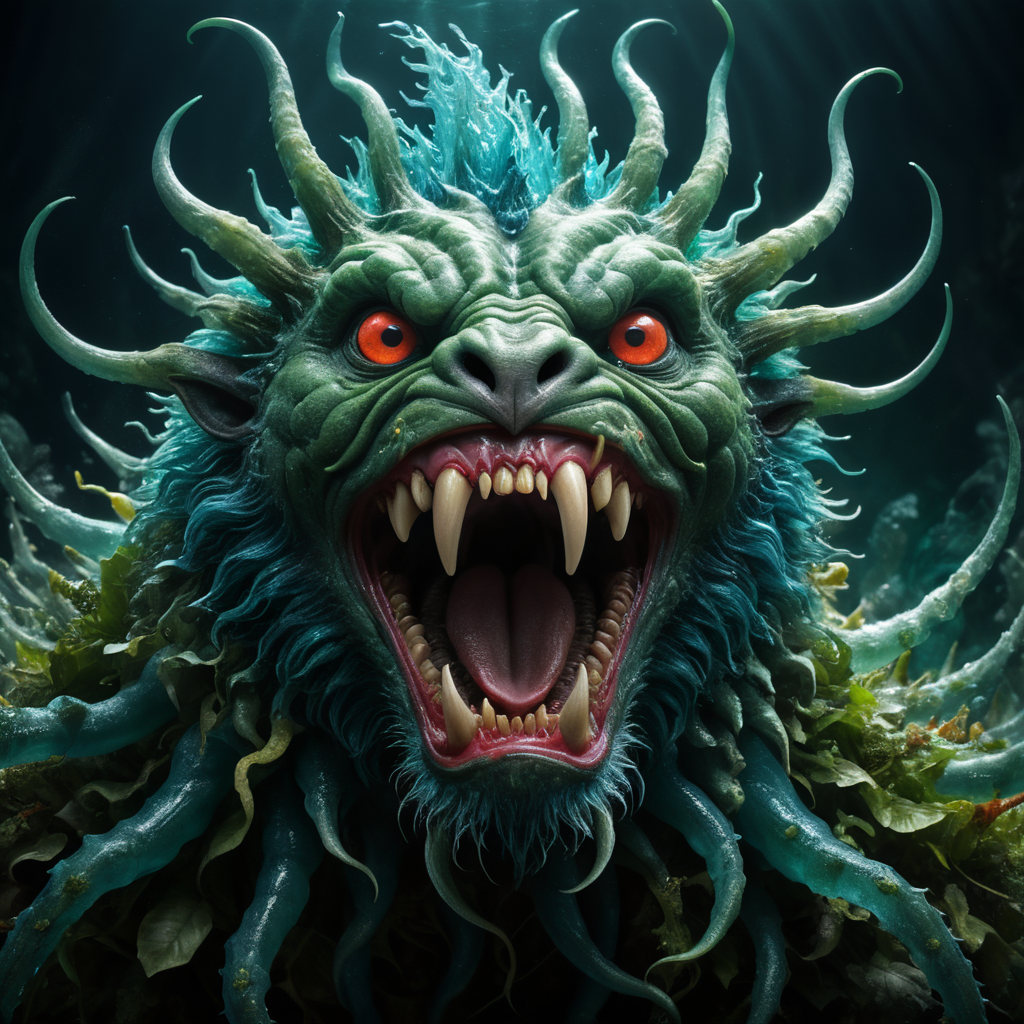 bacteria, Amoebas, which has been found to destroy food by spreading it's poison, in the style of surreal animal hybrids, Microscopic, dangerous, captivating, vile, vibrant Amoebas, that nefariously ravages food with its toxic spread, in the mesmerizing style of surreal animation, nested in a stunningly authentic scientific environment. ray collins, manticore, dark emerald and azure, ue5, werner herzog, carving:: Witness this chilling thrill, a poignant reminder of nature's wrath, in bold realism style. Impeccably captured with a high-contrast film grain technique by notable biophotographer, David Patterson, rendered in crystal-clear 4k resolution