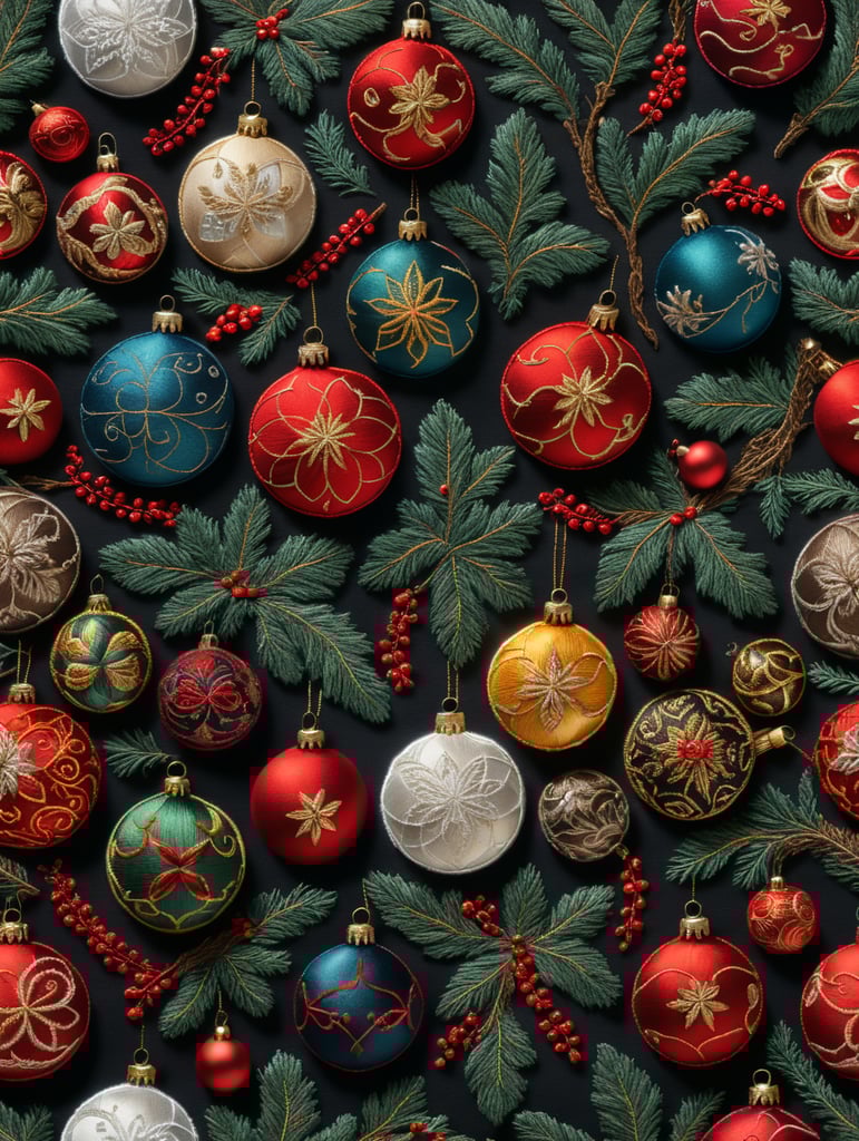embroidery Christmas seamless pattern
