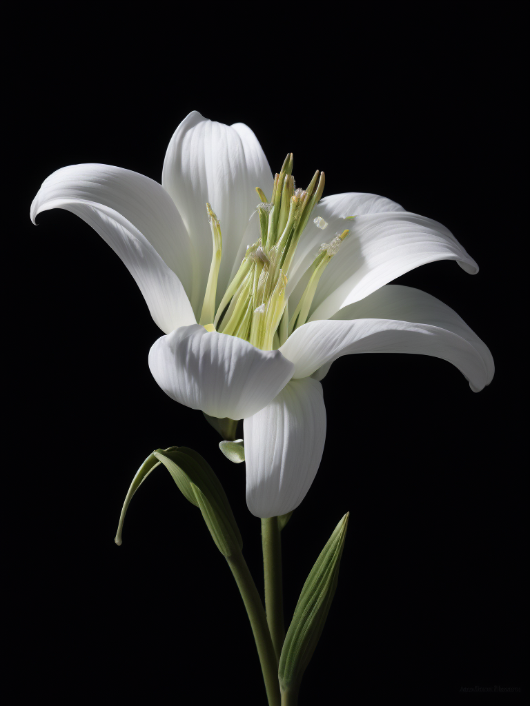lily flower, black background, deep colors, dark atmosphere, contrasting light