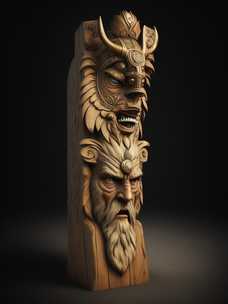 Slavic Totem Pole, deep carved, Slavic angry god face, Slavic Nation, slavic culture, odin