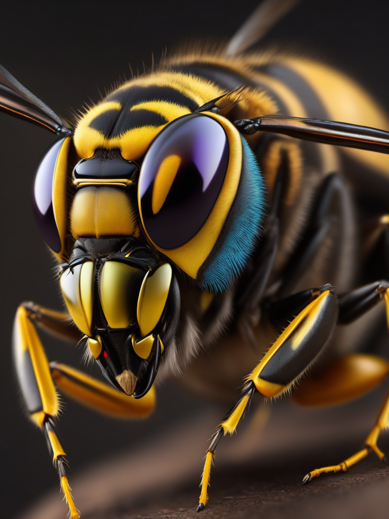 wasp macro photography, close-up, high-quality details, deep focus, professional shot