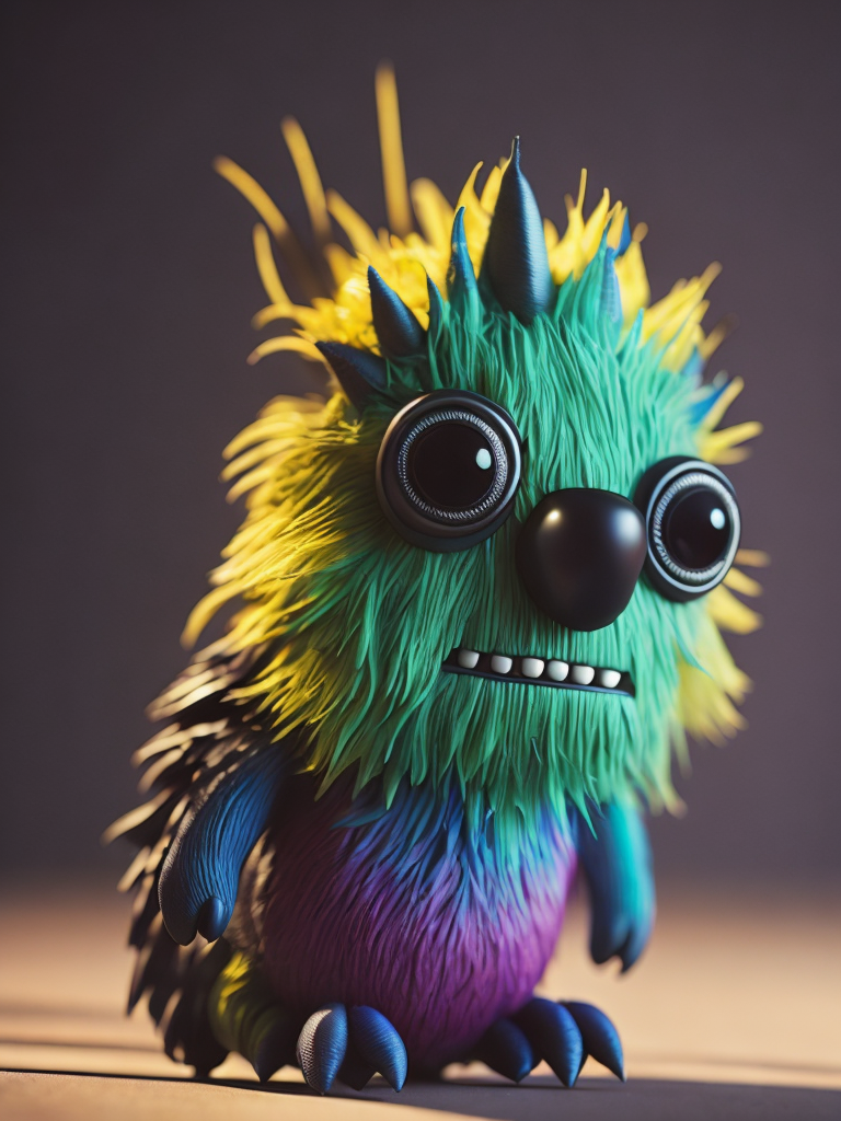Cute monster toy, Vivid saturated colors, studio photo, professional photo, Rich colors, Detailed image, 3d render, octane render, gradient background