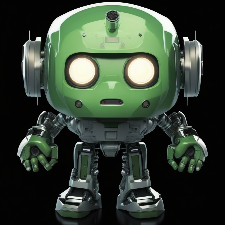 a robot who looks like it's from the future, in the style of thomas sully, green, emotive portraiture, craig mccracken, john larriva, shiny glossy, square eyes