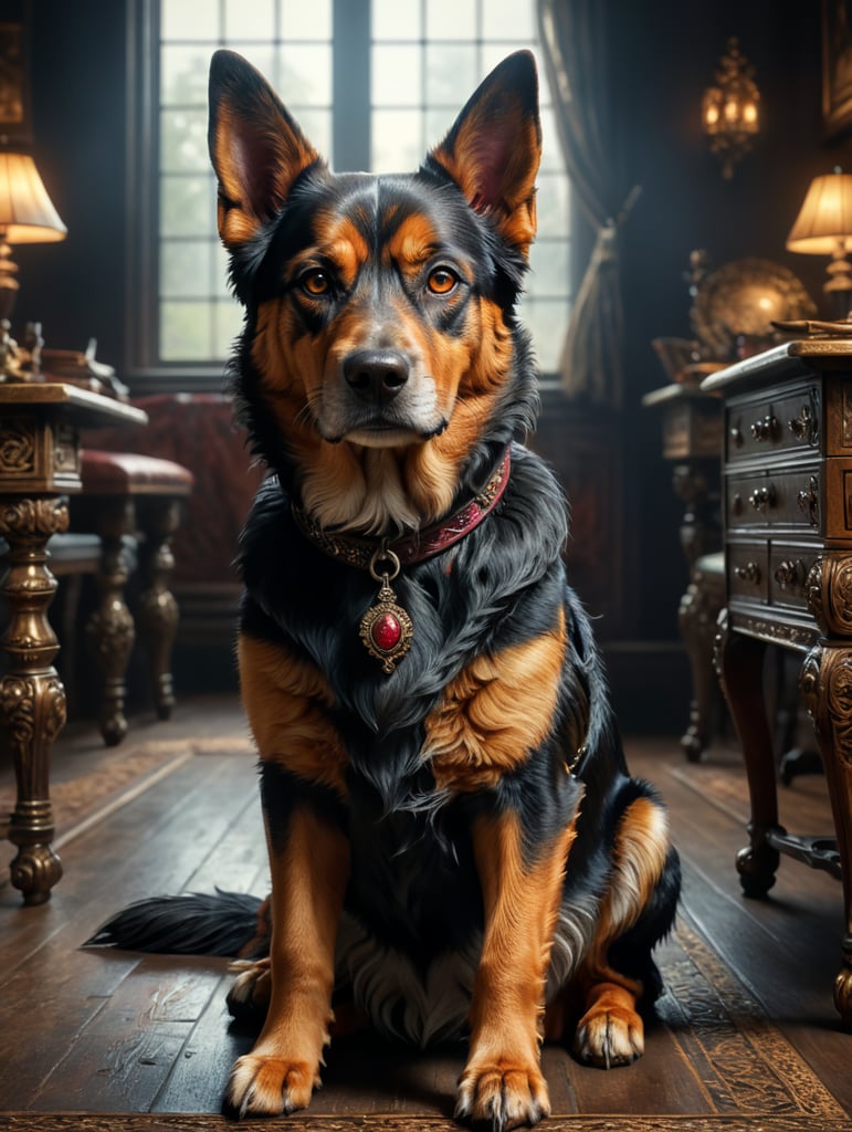 A loyal dog with a wagging tail]