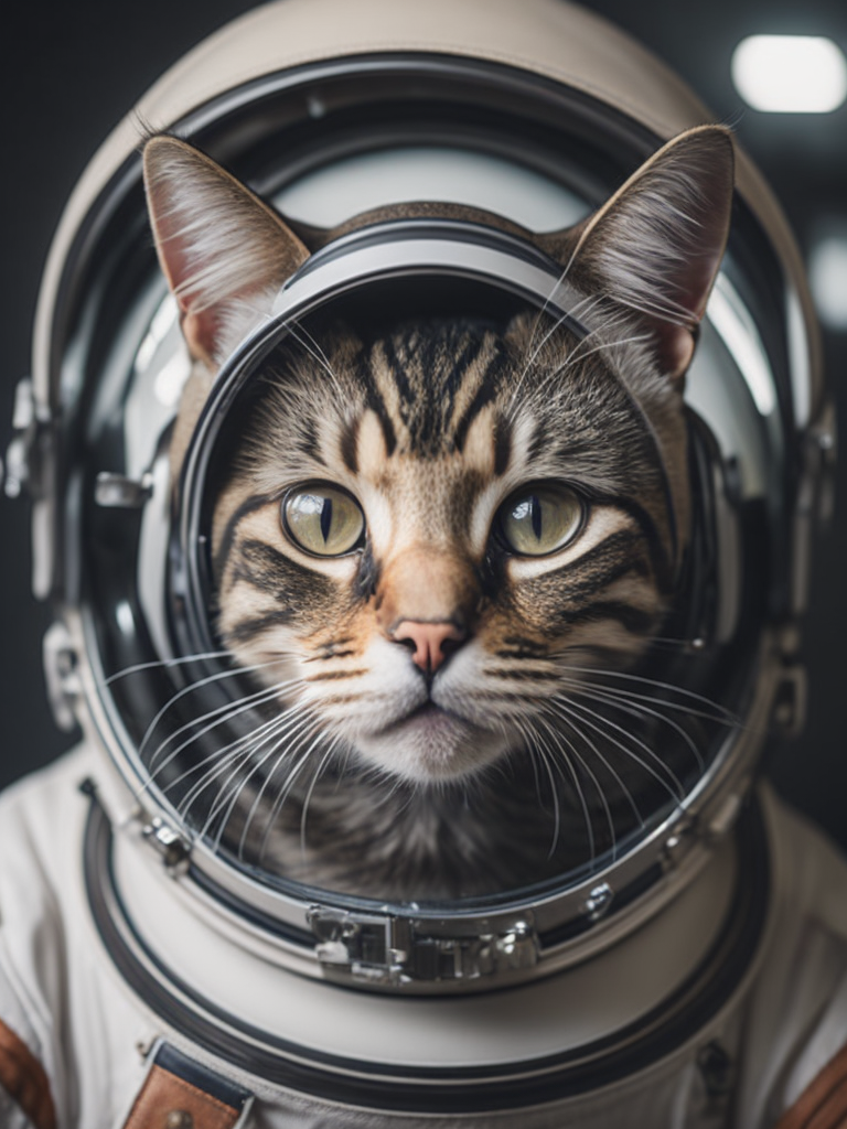 a tabby cat an astronaut