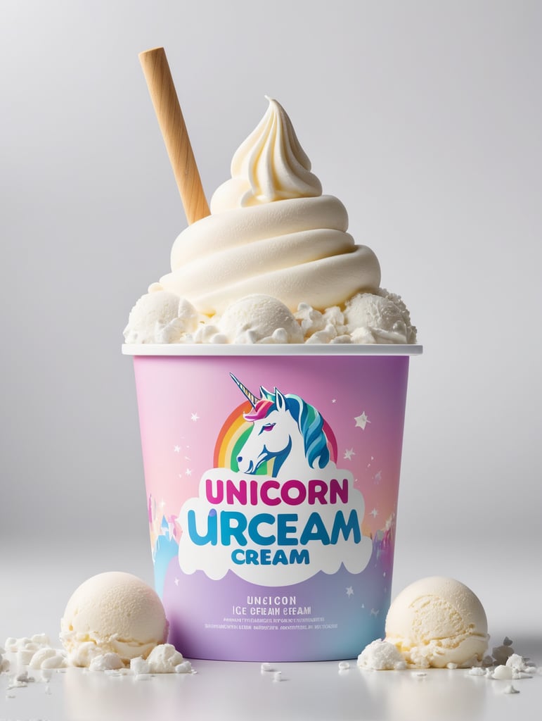 a layout of a packaging for a container of unicorn ice cream