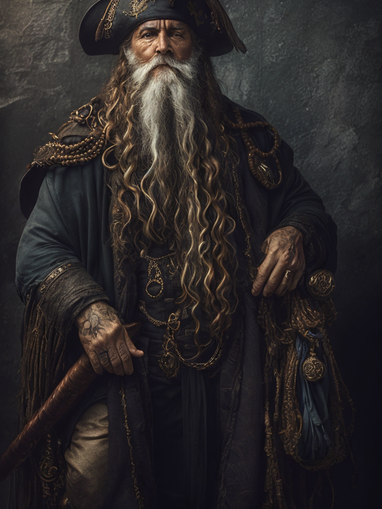 old pirate with octopus beard, dark scene, dark atmosphere, epic shot, sharp on details